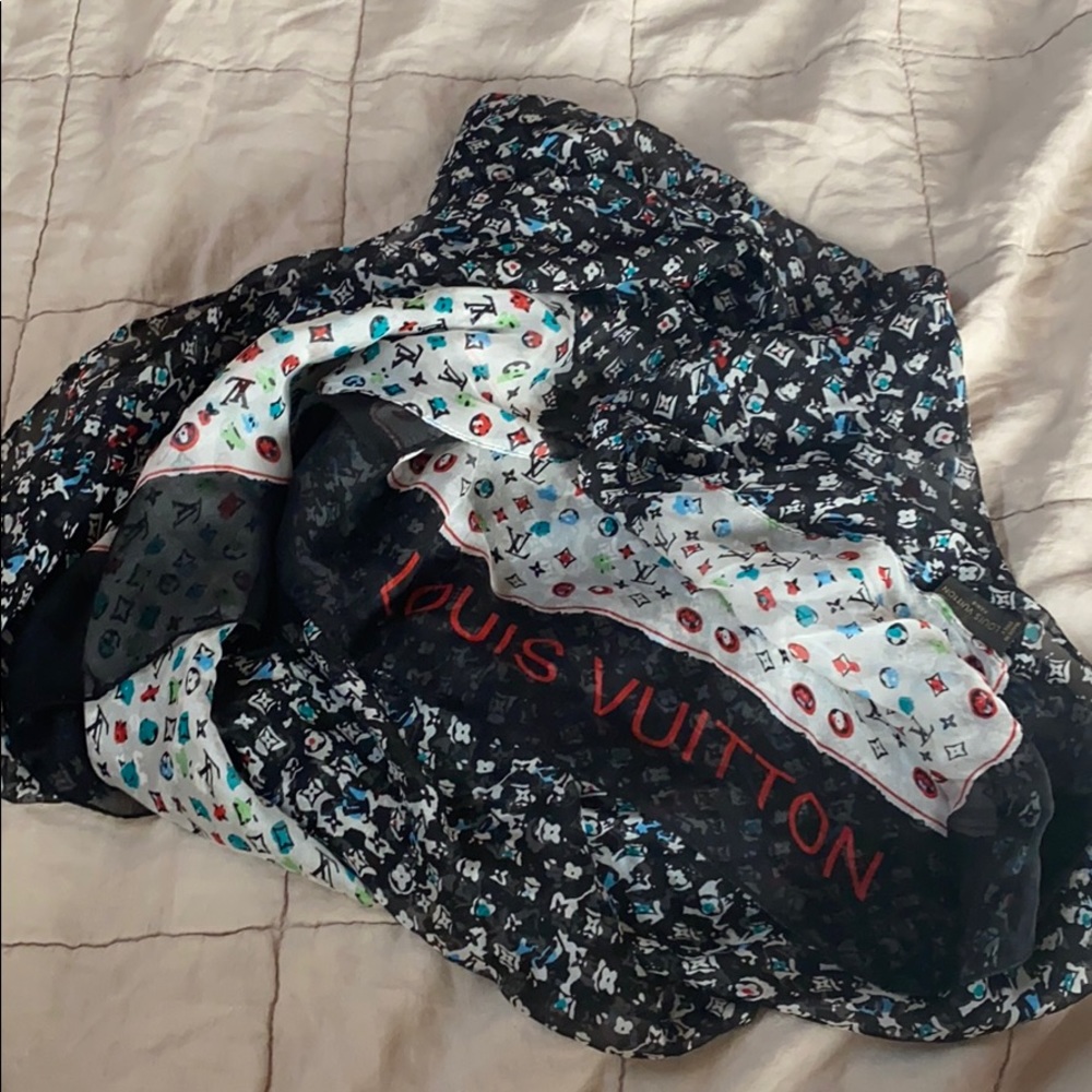 Louis Vuitton monogram colorful chiffon scarf
